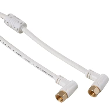 HAMA Kabel Antenn SAT 95dB Vinklad F-Plug - F-Plug Guld Vit 1.5m