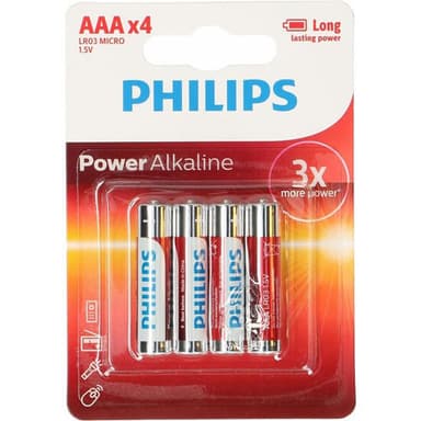 PHILIPS Batteri Alkaliska LR03/AAA 4-pack
