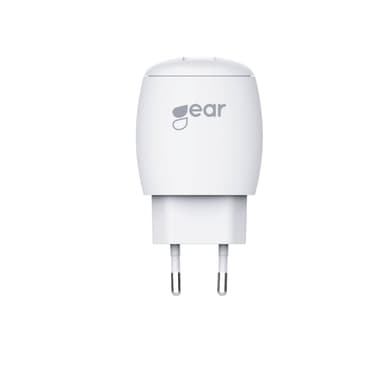 GEAR Laddare 220V 1xUSB 1A Vit Lightning Kabel Rund 1m MFI