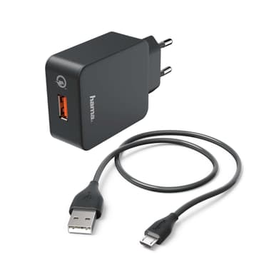 HAMA Laddare 220V Micro-USB 3A lös kabel 1.5m QC 3.0