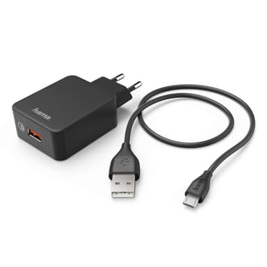 HAMA Laddare 220V Micro-USB 3A lös kabel 1.5m QC 3.0