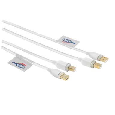 HAMA Kabel USB A-B Guld Vit 3m