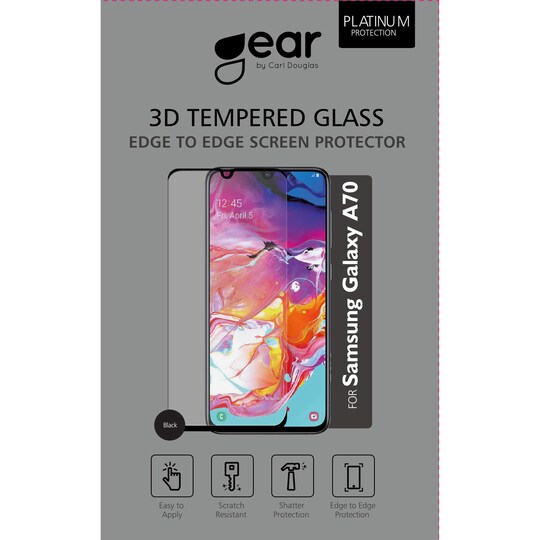 GEAR Härdat Glas 3D Full Cover Black Samsung A70