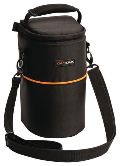 Camera lens bag 110x210x100, black/orange