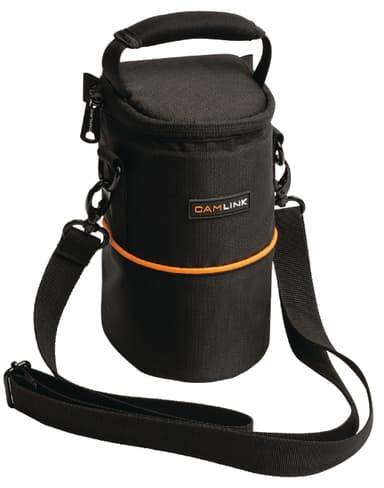 Camera lens bag 90x150x70, black/orange