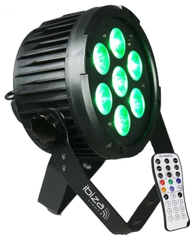 Ibiza Light 7x12W LED DMX RGBWA-UV PAR lampor