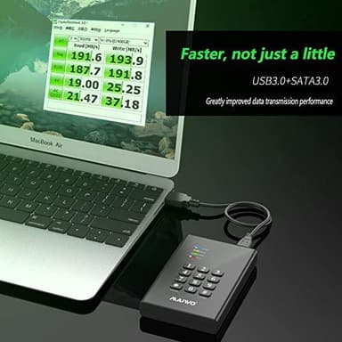 Maiwo K2568KPA USB 3.1 5Gbps Extern hårddsikkabinett 2,5tum HDD SSD med AES-256 bit kryptering säkerhetsfunktion