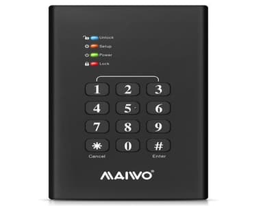 Maiwo K2568KPA USB 3.1 5Gbps Extern hårddsikkabinett 2,5tum HDD SSD med AES-256 bit kryptering säkerhetsfunktion
