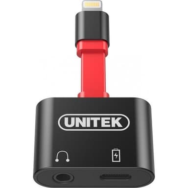 UNITEK M1103A Lightning splitter adapter till 3,5mm hörlur och Lightning laddning