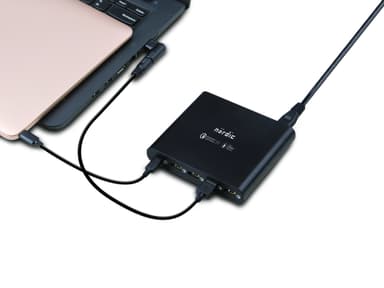 NÖRDIC 60W 5Ports Laddningsstation 1xUSB C 60W PD och 4xUSB A 20W  QuickCharger 3.0  total 80W kompatibel med USB IF USB Certified Charger 60W 1,5m kabel