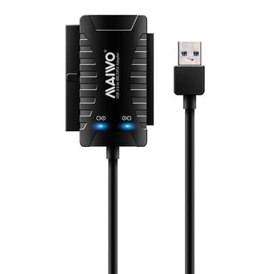 Maiwo K132U3IS 5Gbps USB3.1 till 2,5 och 3,5 HDD SSD 12,5mm SATA III och IDE adapter med 10cm USB A kabel och strömadapter
