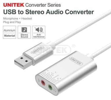 UNITEK Y-247A USB till Strero adapter med stöd för DAC och ADC utgång för headset och mikrofon