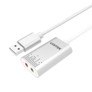 UNITEK Y-247A USB till Strero adapter med stöd för DAC och ADC utgång för headset och mikrofon
