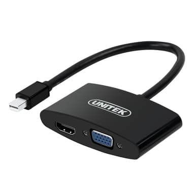 UNITEK Y-6328BK Mini Displayport till 1xHDMI 1920x1200 och 1x VGA 1920x1200 adapter 15cm