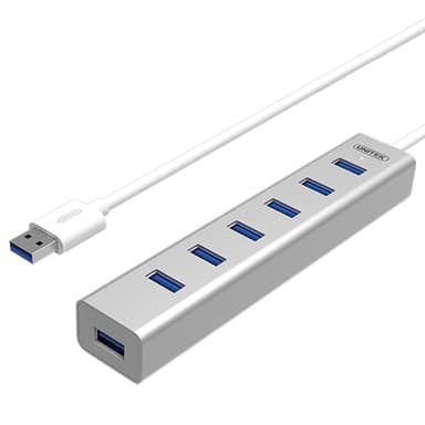 UNITEK Y-3090 Aluminium 7portar laddningsstation och hubb Superspeed USB A 5Gbps