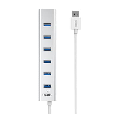 UNITEK Y-3090 Aluminium 7portar laddningsstation och hubb Superspeed USB A 5Gbps