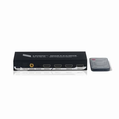 NÖRDIC HDMI Switch 4 till 1 med Audio Extractor och ARC, 4Kx2K i 60Hz, HDCP 2.2, 7.1 Surround, Metal