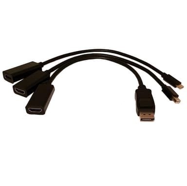 NÖRDIC 3 in 1 HDMI adapter, 1xUSBC till HDMI 4K 60Hz, 1xDP till HDMI 4K 60Hz, 1xMini DP till HDMI 4K 60Hz, 15cm svart