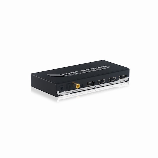 NÖRDIC HDMI Switch 4 till 1 med Audio Extractor och ARC, 4Kx2K i 60Hz, HDCP 2.2, 7.1 Surround, Metal