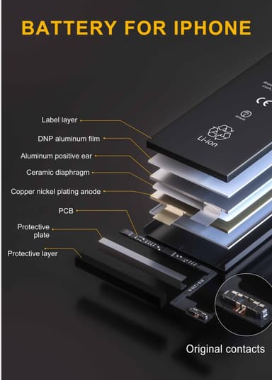 NÖRDIC Batteri till Iphone7 med verktysgkit 7delar och batteritejp 1960mAh