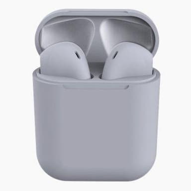 NÖRDIC TWS-i12 in-ear True Wireless earpods hörlurar Bluetooth 5.0 med mikrofon, kompatibel med Android och iOS, grå