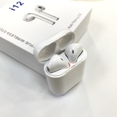 NÖRDIC TWS-i12 in-ear True Wireless earpods hörlurar Bluetooth 5.0 med mikrofon, kompatibel med Android och iOS, vit