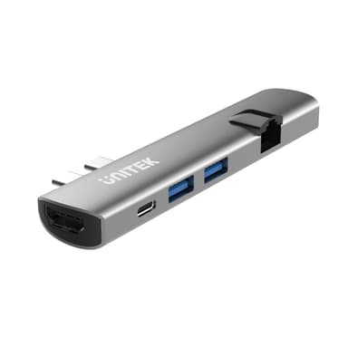 UNITEK D008A Compact Dual USB3.1 Type-C Multi-Port Hub for Macbook Pro