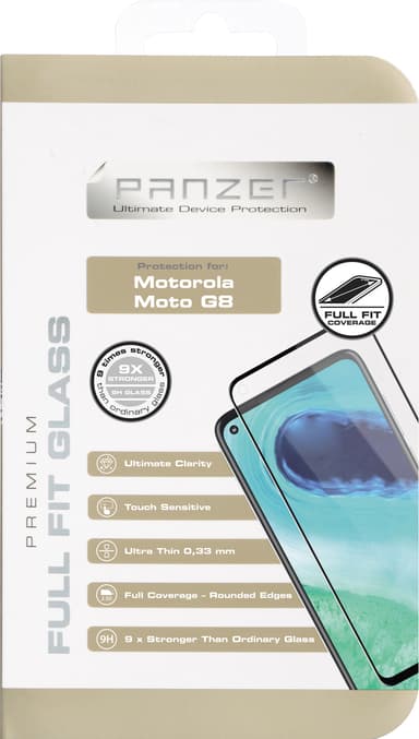 Panzer Full-Fit Motorola Moto G8 skärmskydd (svart)