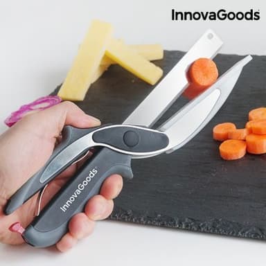 Innovagoods scissor knife with integrated mini cutting board