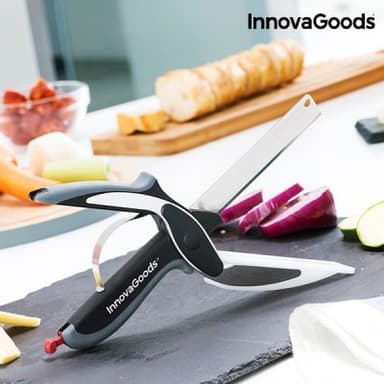 Innovagoods scissor knife with integrated mini cutting board