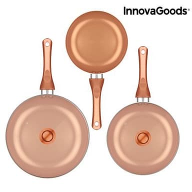Set of 3 Dollhouse Miniature Copper Fry Pan Set 