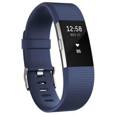 Fitbit Charge 2 aktivitetsarmband silver, blå (L)