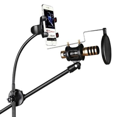 Tripod stativ med hållare för smartphone och mikrofon