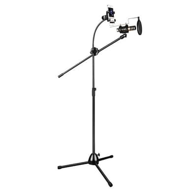 Tripod stativ med hållare för smartphone och mikrofon
