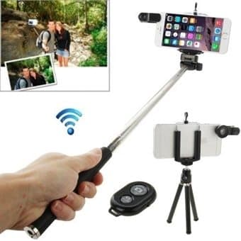 Universal Bluetooth SelfiePinne med stativ & Zoom - Mobillins 7i1