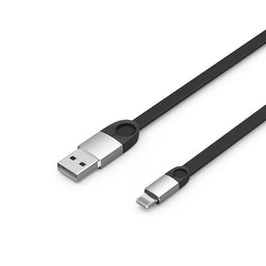 Lightning data- och laddningskabel - platt - 1 m - svart