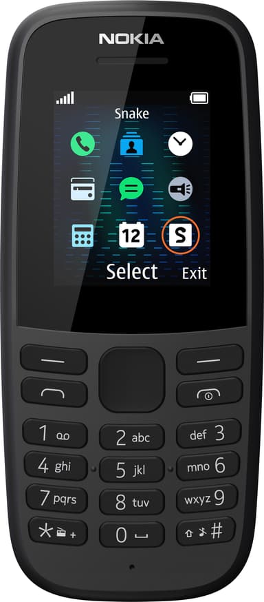 Nokia 105 mobiltelefon (svart) - Enbart 2G