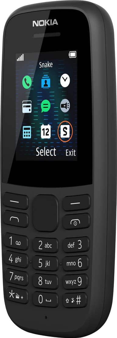 Nokia 105 mobiltelefon (svart) - Enbart 2G