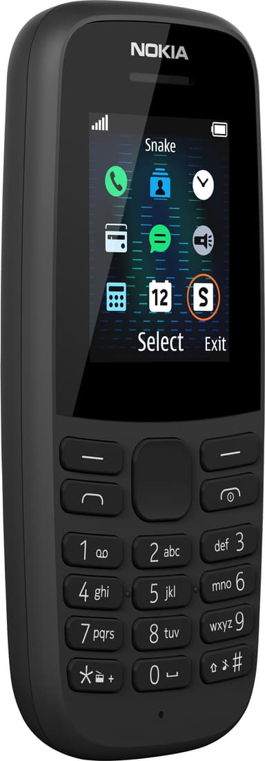 Nokia 105 mobiltelefon (svart) - Enbart 2G