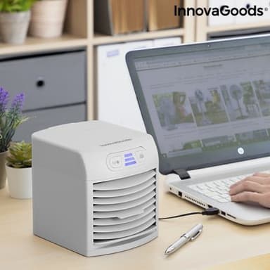 Bärbar mini-luftkylare med led freezyq+ innovagoods
