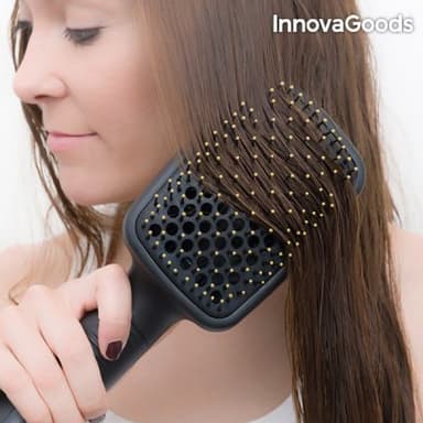 Elektrisk torkande och utslätande hårborste innovagoods 1000 w svart guld