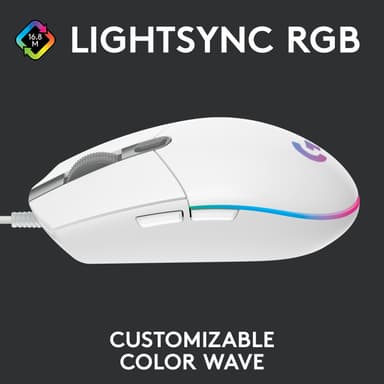 Logitech G203 Lightsync gaming mus (vit)