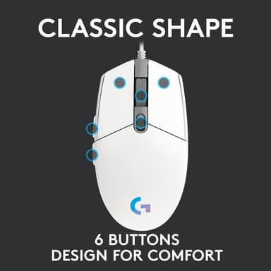 Logitech G203 Lightsync gaming mus (vit)