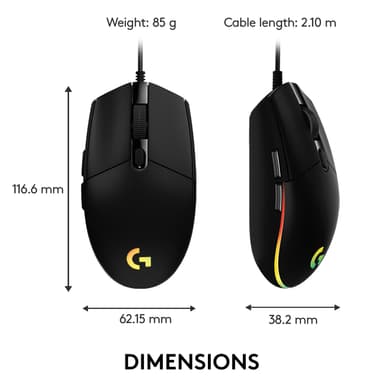 Logitech G203 Lightsync gaming mus (svart)