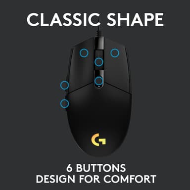 Logitech G203 Lightsync gaming mus (svart)