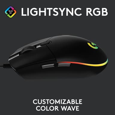 Logitech G203 Lightsync gaming mus (svart)