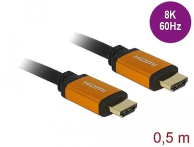DeLock 85726 HDMI High Speed kabel 0,5m 8K 60Hz 7680x 4320 Dynamic HDR 48Gbps eARC Game Mode VVR Ren koppar 99,99%