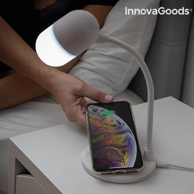 Led-lampa med högtalare och trådlös laddare akalamp innovagoods