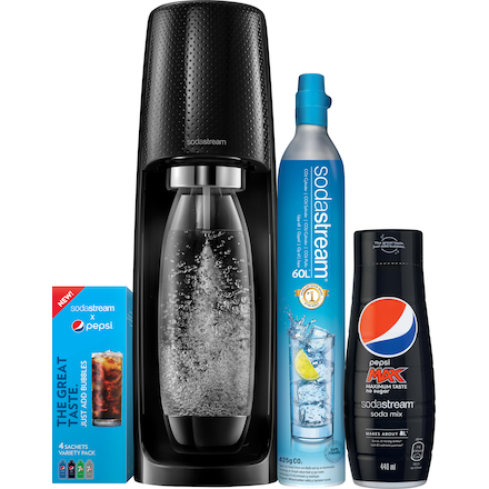 SodaStream Spirit kolsyremaskin: Pepsipaket S1011711771 (svart)