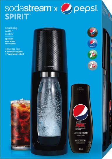 SodaStream Spirit kolsyremaskin: Pepsipaket S1011711771 (svart)